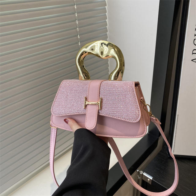 Trendy New Women's Large-Capacity Simple Textured Metal Handbag Shoulder bag