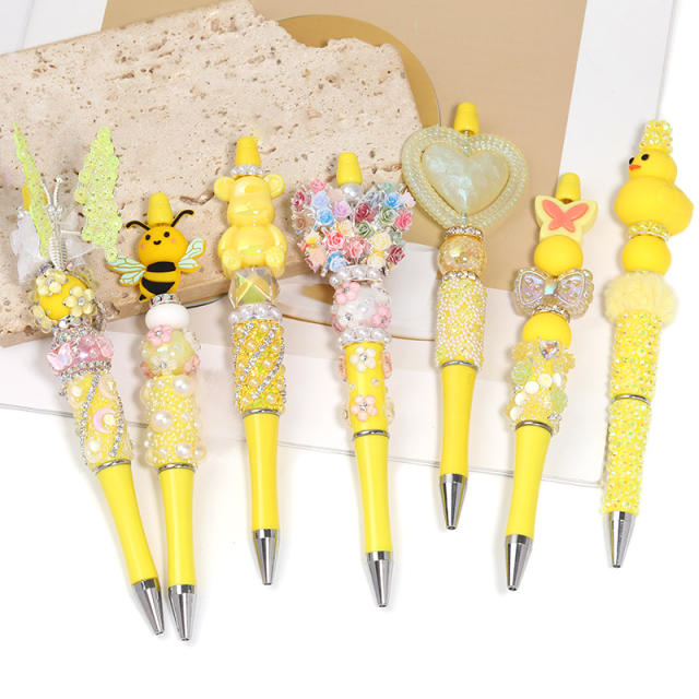 Creative New Cartoon Rotating Beaded Pen Heavy Glitter High-Value New Ins Style Bead Pen Ballpoint Pen