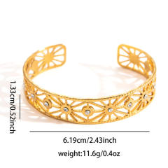 Gold plated hollow out design stainless steel bangle bracelet