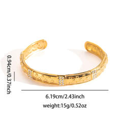 Gold plated hollow out design stainless steel bangle bracelet