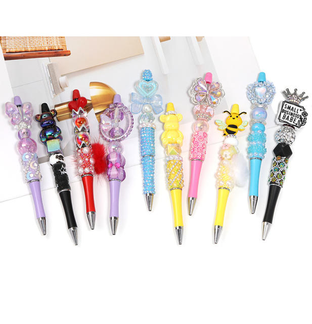Creative New Cartoon Rotating Beaded Pen Heavy Glitter High-Value New Ins Style Bead Pen Ballpoint Pen
