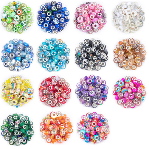 Random mixed color large hole beads hot diy bracelet beaded loose beads accessories