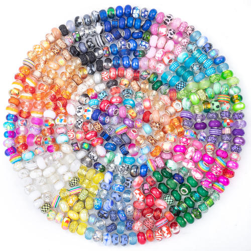 Random mixed color large hole beads hot diy bracelet beaded loose beads accessories