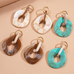Unique geometric acrylic circle dangle earrings for women