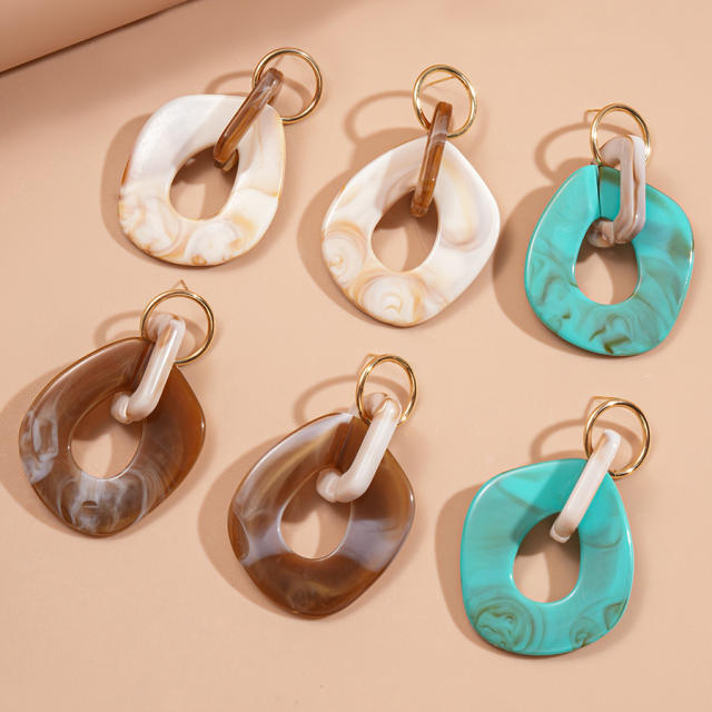 Unique geometric acrylic circle dangle earrings for women