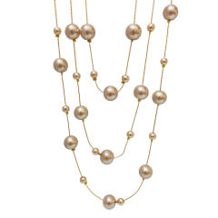 Vintage multi layer pearl bead long necklace