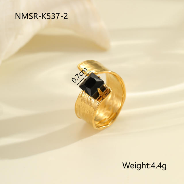 Vintage black cubic zircon inlaid stainless steel rings