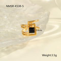 Vintage black cubic zircon inlaid stainless steel rings