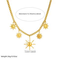 Unique sun charm gold plated stainless steel necklace