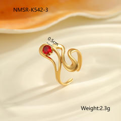Winter autumn red cubic zircon inlaid stainless steel rings