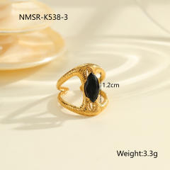 Vintage black cubic zircon inlaid stainless steel rings