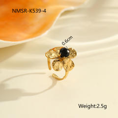 Vintage black cubic zircon inlaid stainless steel rings