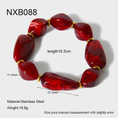 Autumn winter new dark red acrylic bead necklace bracelet suit