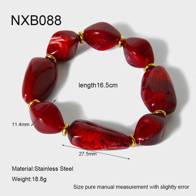 Autumn winter new dark red acrylic bead necklace bracelet suit