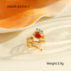 Winter autumn red cubic zircon inlaid stainless steel rings