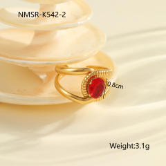 Winter autumn red cubic zircon inlaid stainless steel rings