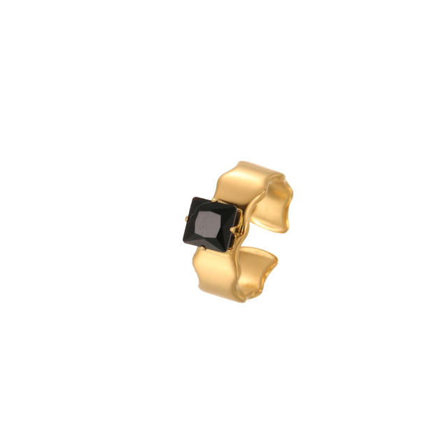 Vintage black cubic zircon inlaid stainless steel rings