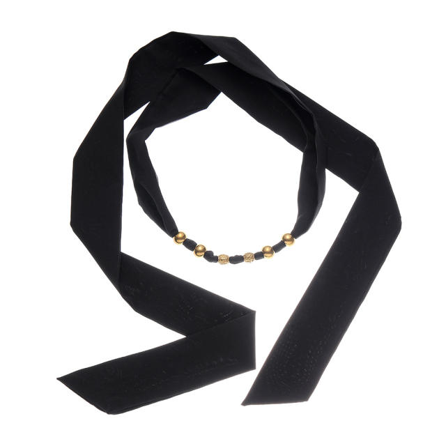 18KG Stainless steel ball bead black scarf choker necklace