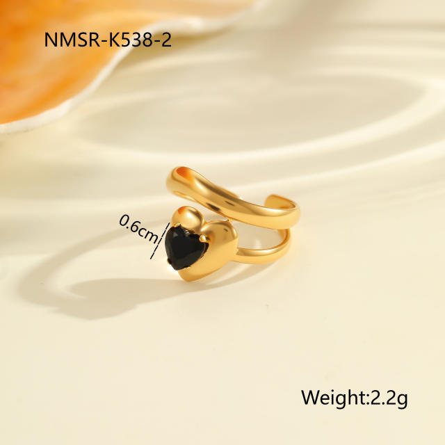 Vintage black cubic zircon inlaid stainless steel rings