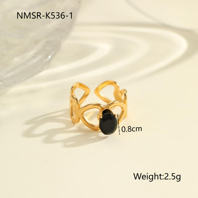 Vintage black cubic zircon inlaid stainless steel rings