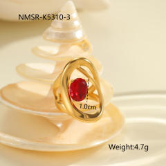 Winter autumn red cubic zircon inlaid stainless steel rings