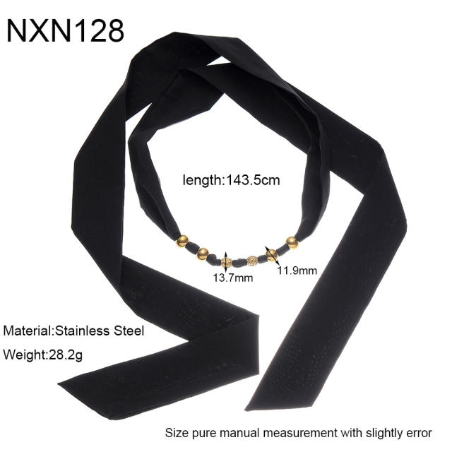 18KG Stainless steel ball bead black scarf choker necklace