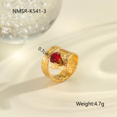 Winter autumn red cubic zircon inlaid stainless steel rings