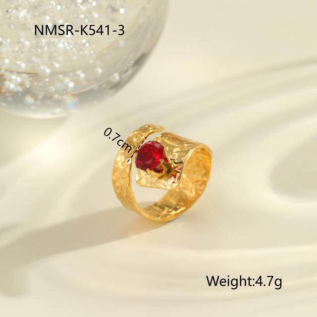 Winter autumn red cubic zircon inlaid stainless steel rings