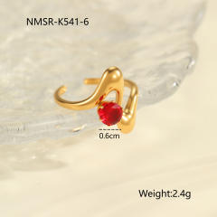 Winter autumn red cubic zircon inlaid stainless steel rings