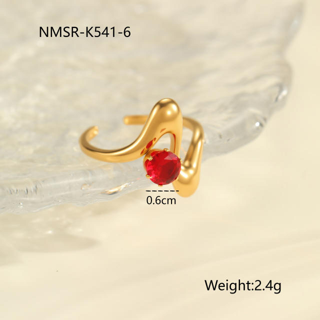 Winter autumn red cubic zircon inlaid stainless steel rings