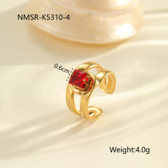 Winter autumn red cubic zircon inlaid stainless steel rings