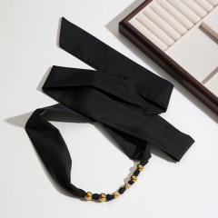18KG Stainless steel ball bead black scarf choker necklace