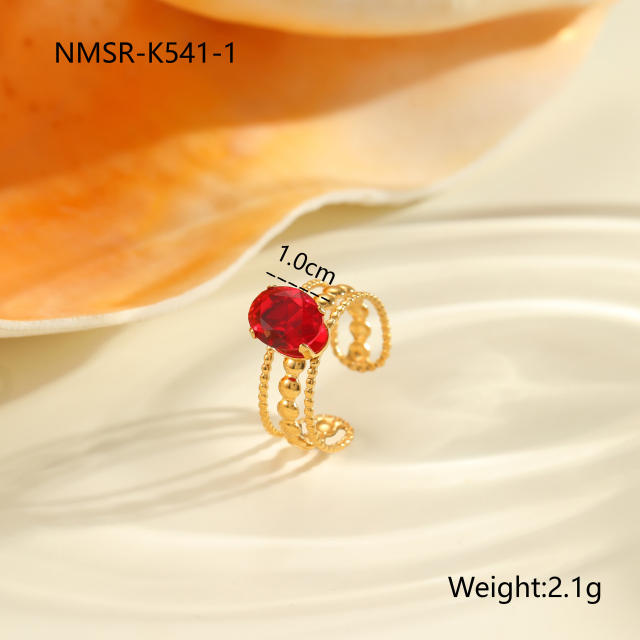 Winter autumn red cubic zircon inlaid stainless steel rings
