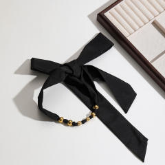 18KG Stainless steel ball bead black scarf choker necklace