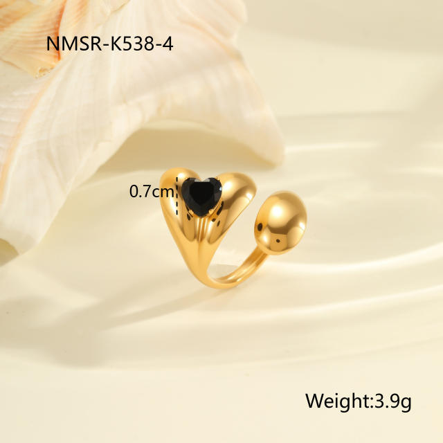 Vintage black cubic zircon inlaid stainless steel rings