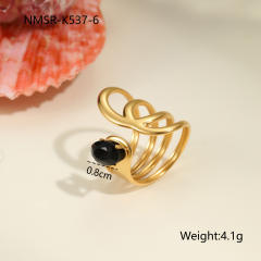 Vintage black cubic zircon inlaid stainless steel rings