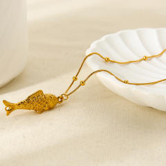 Holiday trend fish pendant 18KG stainless steel necklace