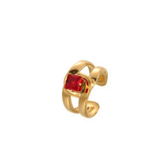 Winter autumn red cubic zircon inlaid stainless steel rings