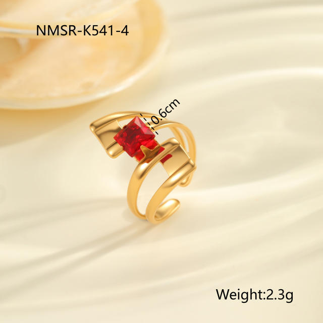 Winter autumn red cubic zircon inlaid stainless steel rings
