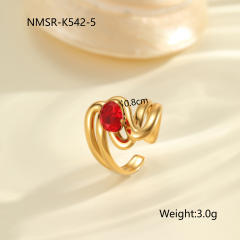 Winter autumn red cubic zircon inlaid stainless steel rings