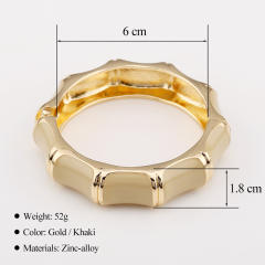 Chunky gold color brown enamel alloy bangle bracelet suit