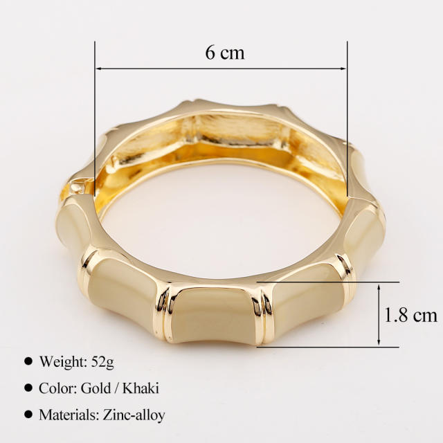 Chunky gold color brown enamel alloy bangle bracelet suit