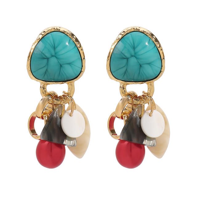 Distinctive Acrylic Alloy Resin Earrings Women's ZA Light Luxury Water Drop Geometric Color Earrings