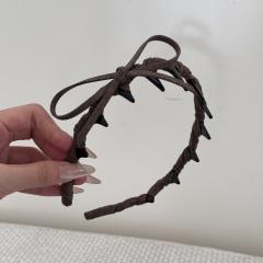 Vintage plaid pattern sweet bow headband zig zag headband