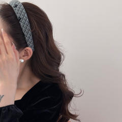 Korean fashion vintage plaid pattern women headband