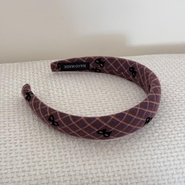 Korean fashion vintage plaid pattern women headband