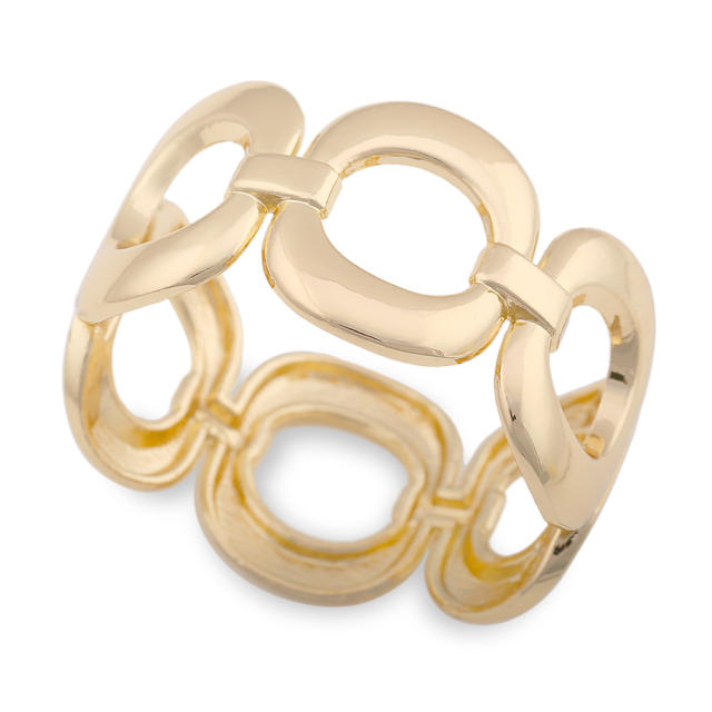 Hiphop gold color wide design alloy bangle bracelet set
