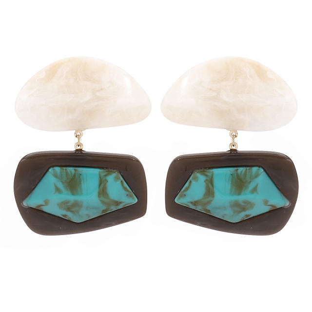 Distinctive Acrylic Alloy Resin Earrings Women's ZA Light Luxury Water Drop Geometric Color Earrings