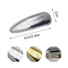 Concise gold silver PU leather snap hair clips