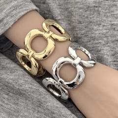 Hip-hop smooth bracelet exaggerated hollow circle alloy bangle bracelet